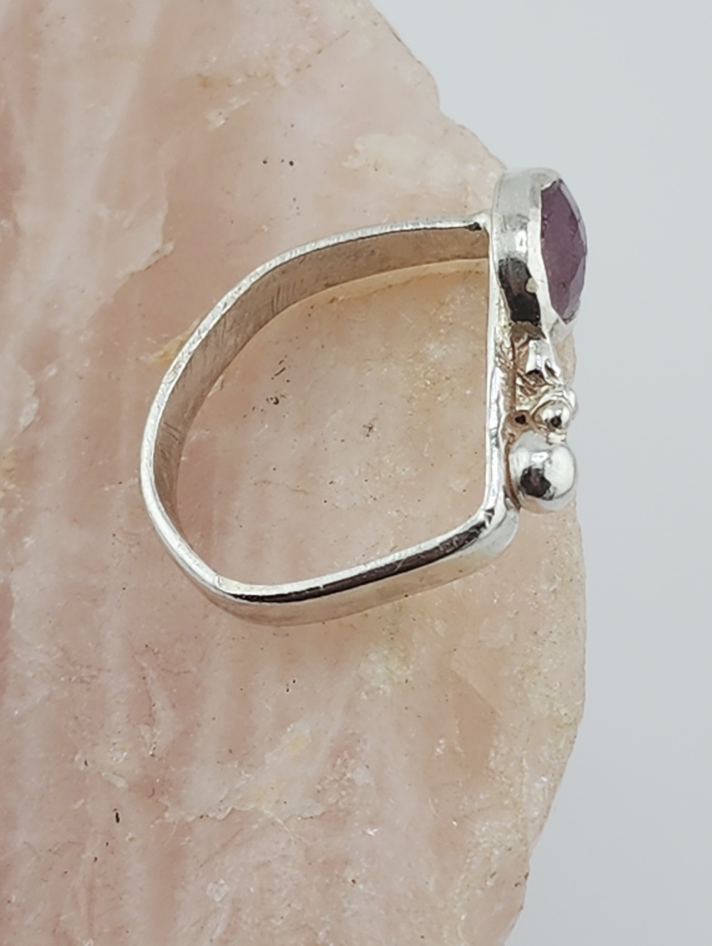 PINK SAPPHIRE BRUTALIST DESING HANDMADE SIZE 8 - Picture 5 of 14